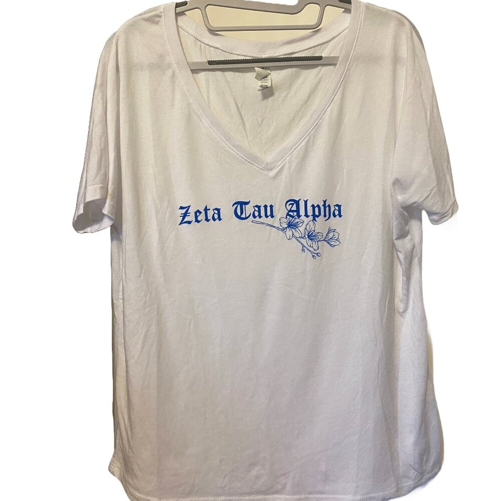 Zeta Tau Alpha Bella & Canvas Women's V-Neck Tee Shirt, Medium